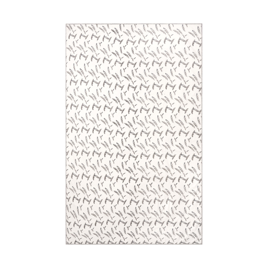 bird's eye view of a block printed tablecloth