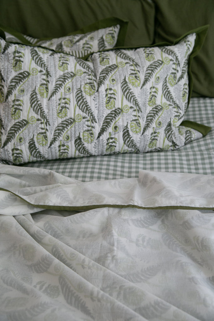 Golden Fern Pillowcase Pair (Olive Green)