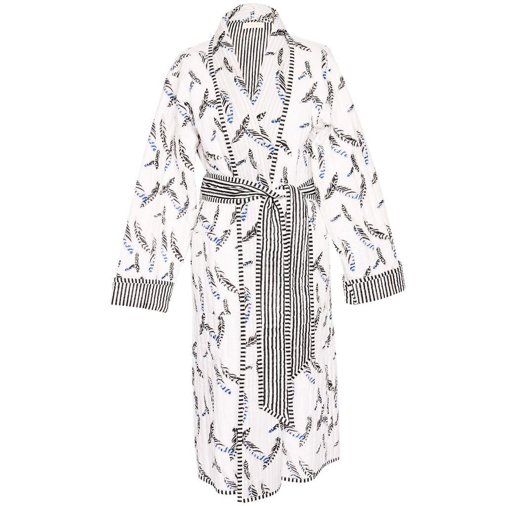 quilted dressing gown in a jay feather design 