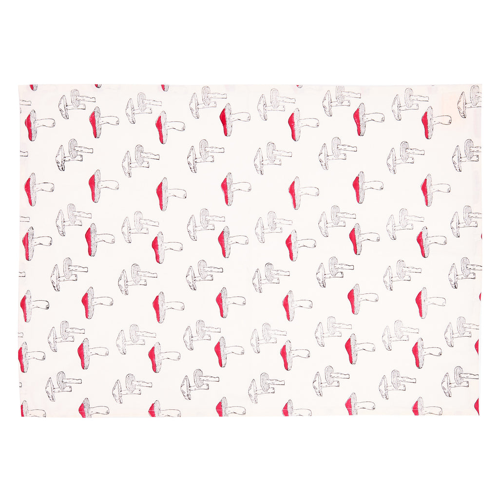 product image of a mushroom printed tea towel