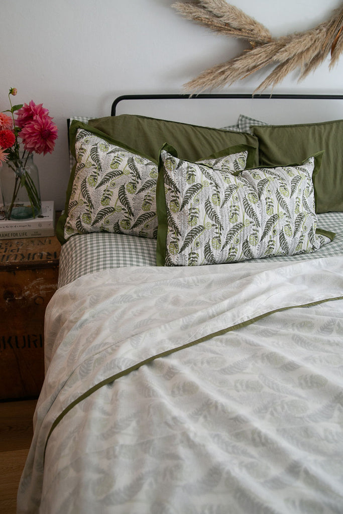 Fern block printed pillow shams 