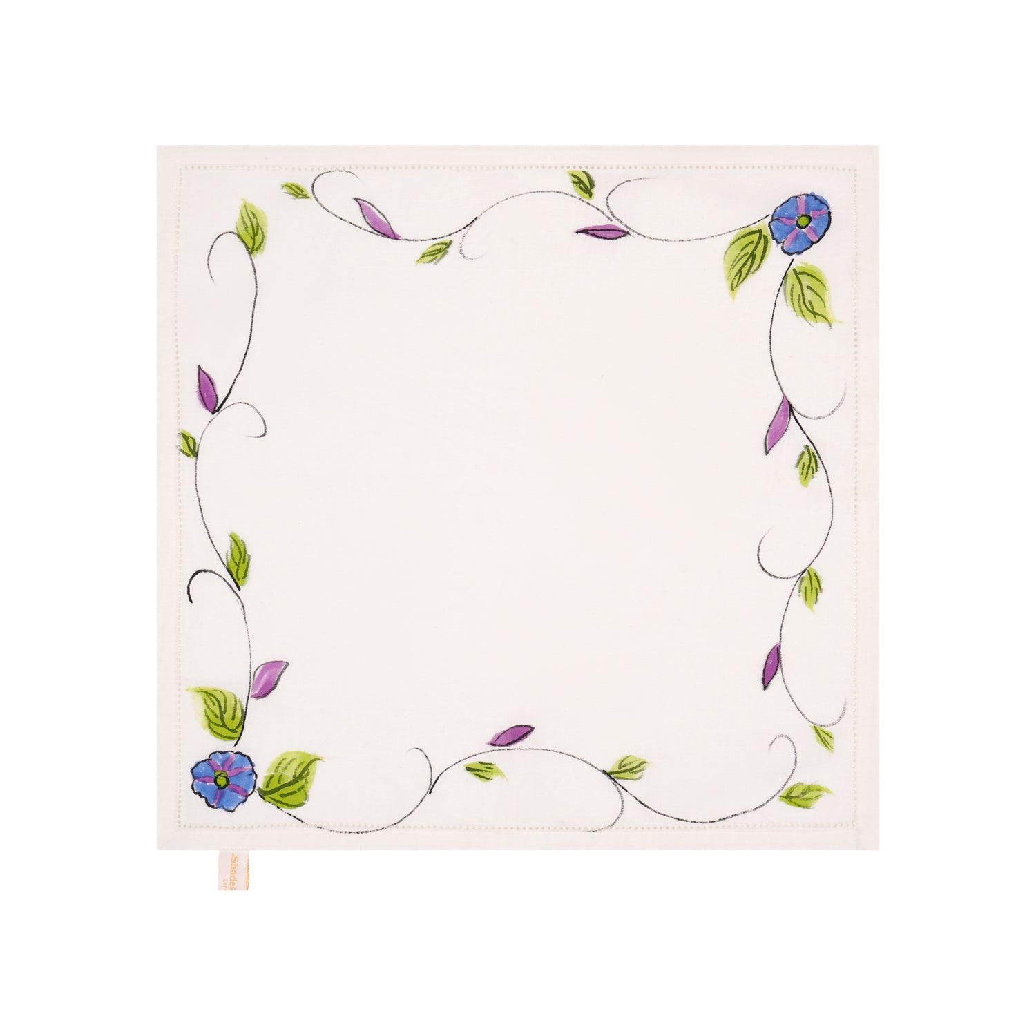 Bird's eye view of a hand painted napkin
