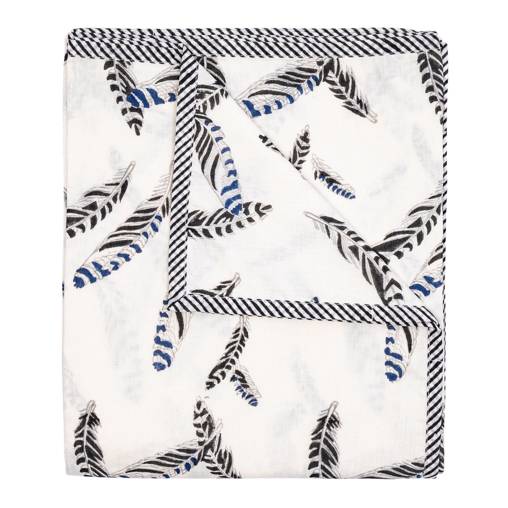 Baby Dohar Blanket, Jay-feathers with Black and White Stripey edging - Shades of Cool London 