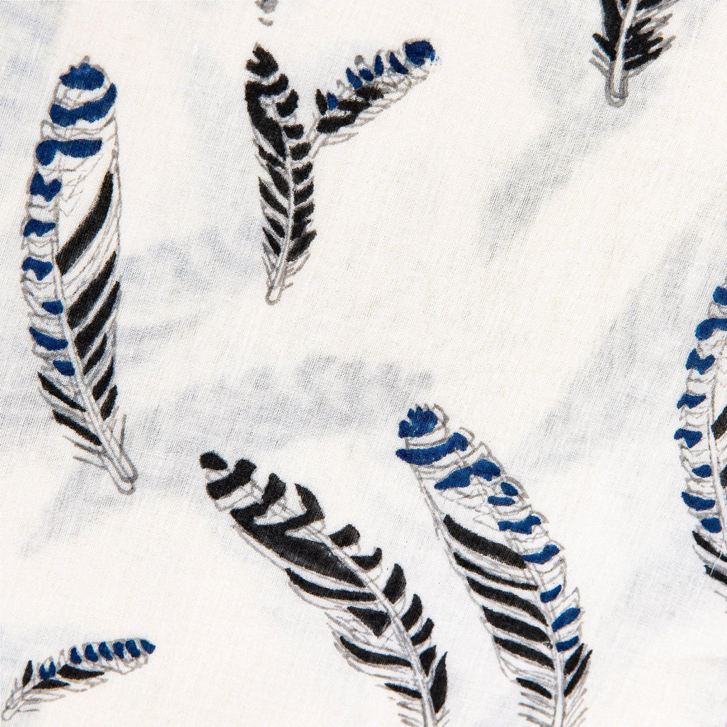 Baby Dohar Blanket, Jay-feathers with Black and White Stripey edging - Shades of Cool London +