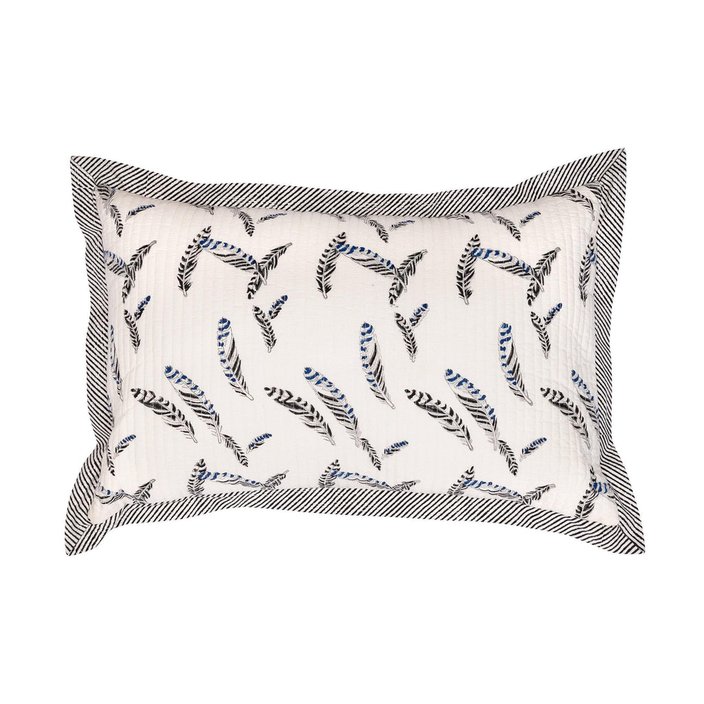 Cotton Quilted Cushion, Jay-feather Design - Shades of Cool London 