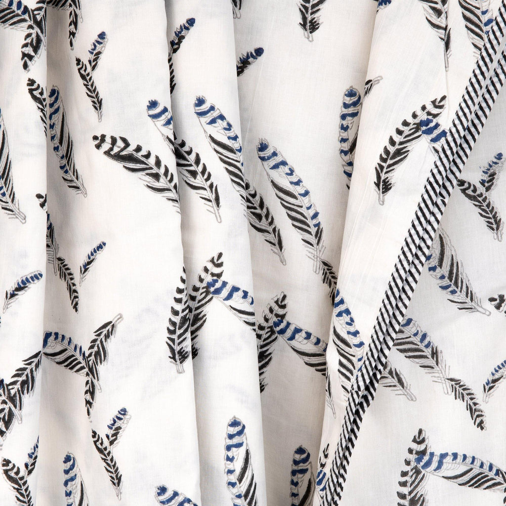 Dohar Blanket in our Jay-feather Design with Black and White Stripey edging - Shades of Cool London 