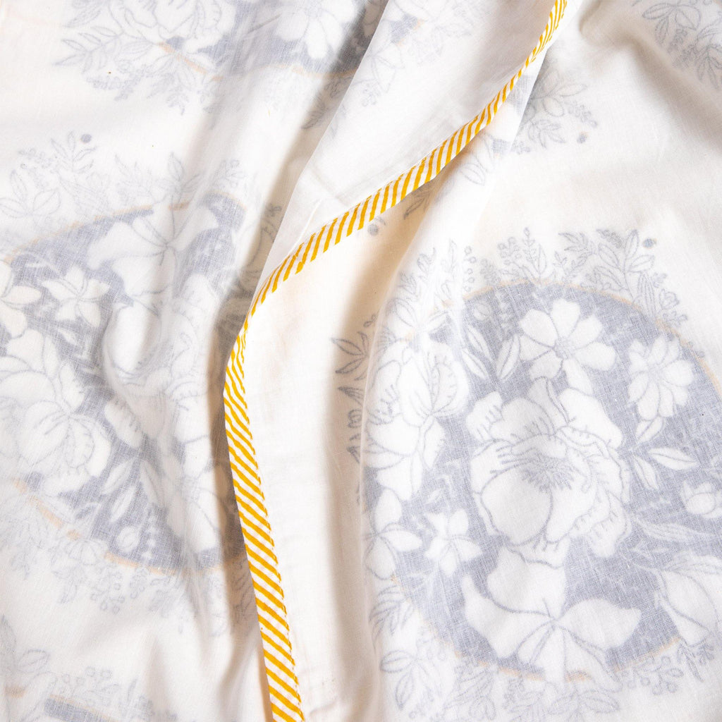 Baby Dohar Blanket, Camellia with Ochre Stripey Edging - Shades of Cool London 