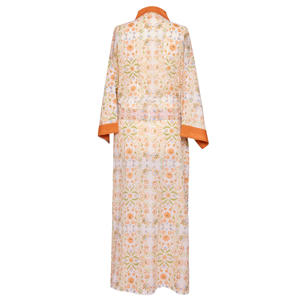 Cotton Kimono robe Cowdray Collaboration back orange