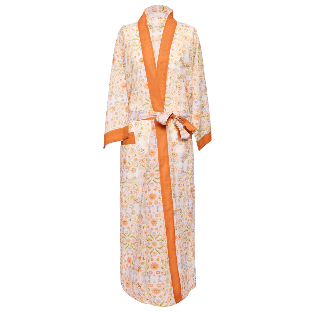 Cotton Kimono robe Cowdray Collaboration front orange 