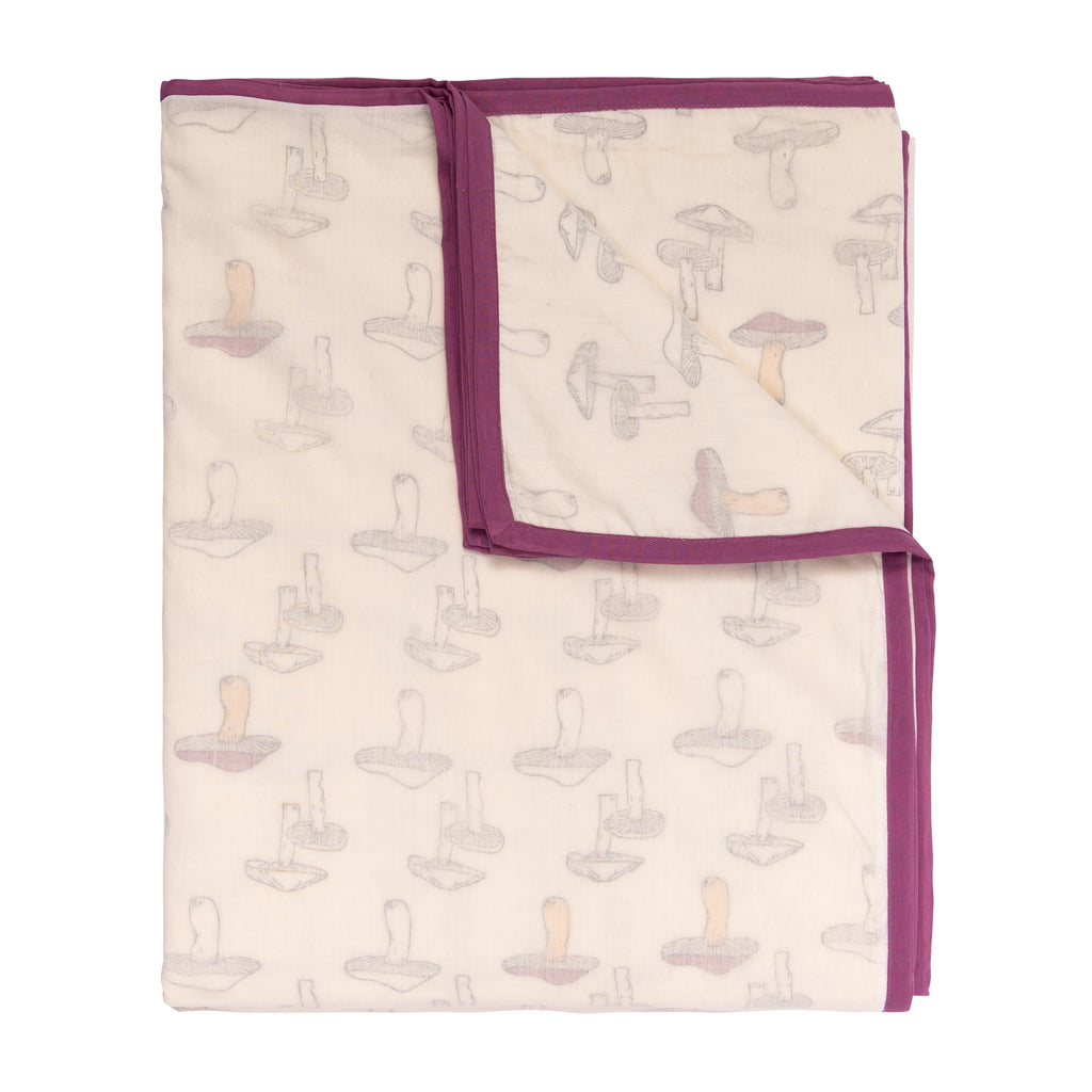 Aubergine Mushroom Bed Bundle: 1 x Sleep Dohar, 2 x Pillowcases, 1 x Throw